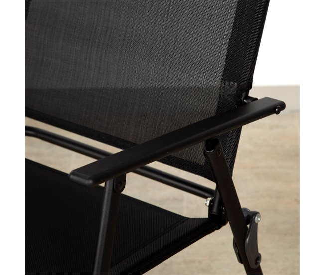 Aktive Pacote de 2 cadeiras de jardim dobráveis finas com braços Preto