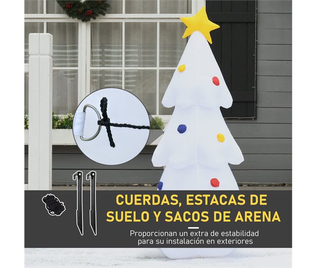 Árvore de Natal Inflável Poliéster HOMCOM, casa - natal Branco