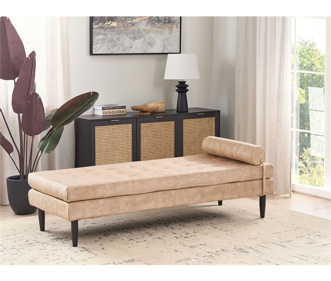 Beliani Chaise longue Terciopelo USSEL Bege