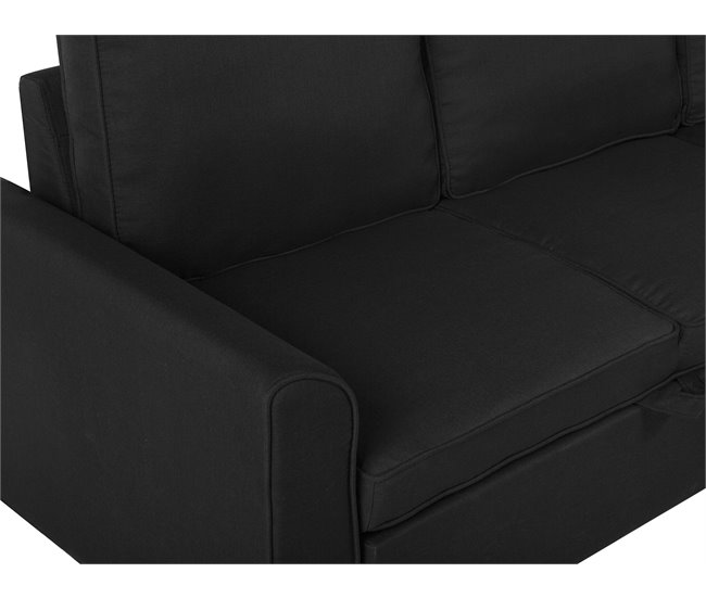 Beliani Sofá esquinero Poliéster NESNA Preto