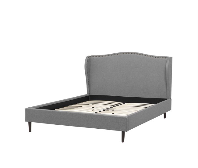 Beliani Cama com estrado Poliéster COLMAR 150x215 Cinza