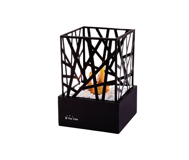 Lareira de mesa a etanol com design em aço esmaltado Preto