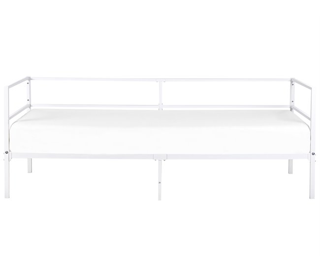 Beliani Cama com estrado Ferro BATTUT Branco