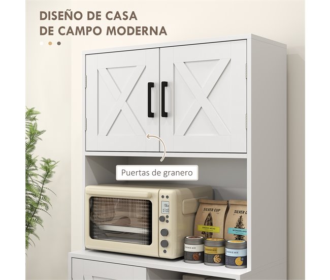 Armário de Cozinha Melamina de Madeira HOMCOM, casa - cozinha Branco