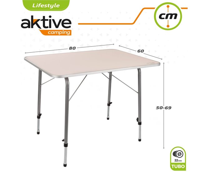 Mesa camping dobrável altura regulável Aktive Camping Branco