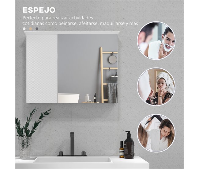 Armário Casa de Banho com Espelho MDF HOMCOM Branco
