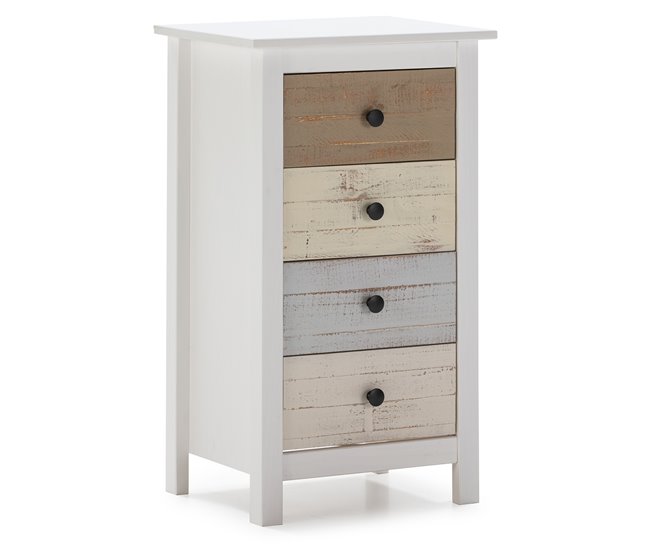 Cómoda Magda de 4 gavetas em branco Multicor