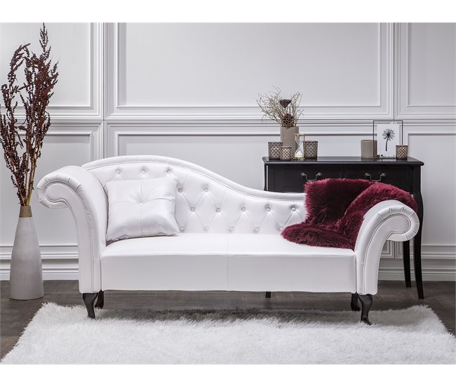 Beliani Chaise longue versão à esquerda Pele sintética LATTES Branco