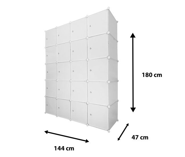 Armário Cubo Personalizável Caixa Premium 20 Cubos/Portas Branco