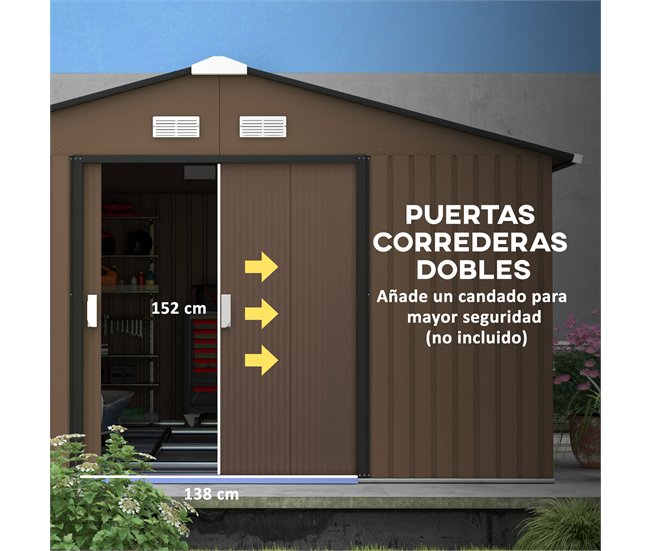 Abrigo de Exterior Aço Galvanizado e PP Outsunny Castanho