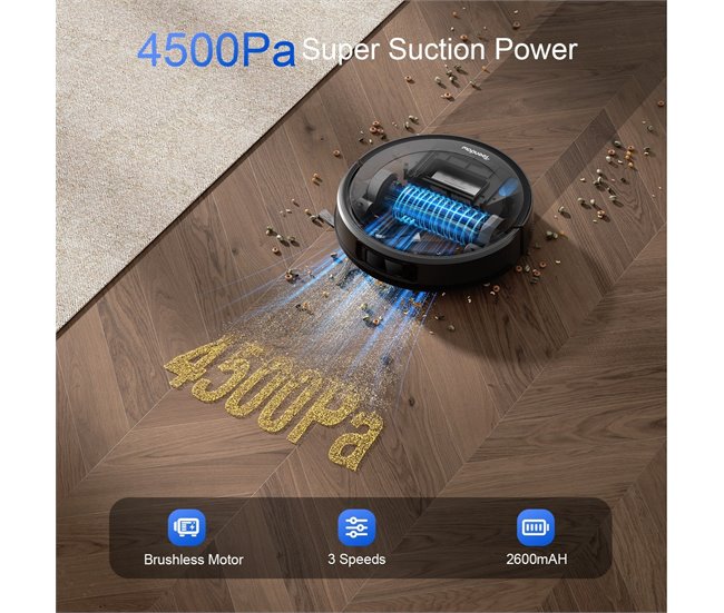 Teendow D10S MAX Robot Aspirador - 4500Pa Bateria 2600mAh Preto