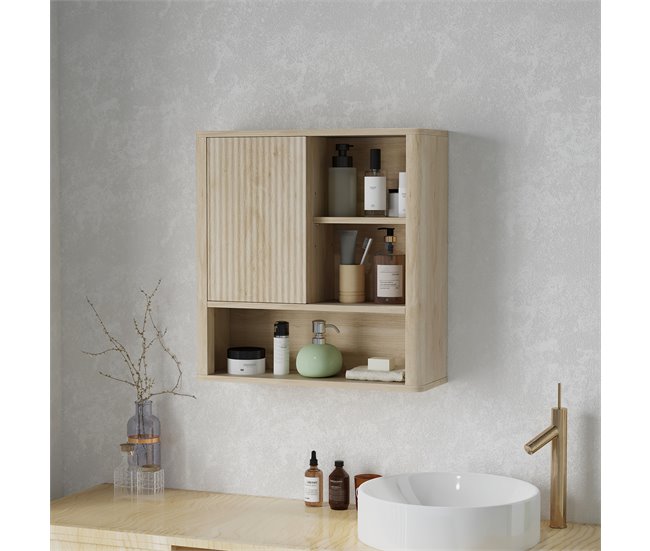 Armário de Parede Casa de Banho MDF HOMCOM, casa - casa de banho Castanho