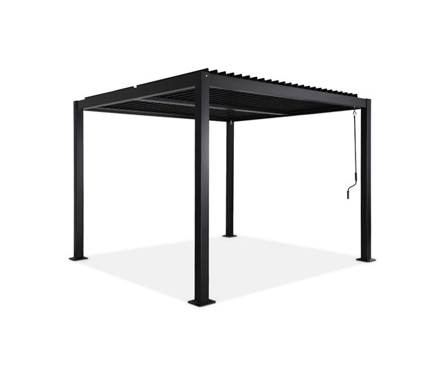 Pérgula bioclimática, alumínio e aço, lâminas ajustáveis 292x292 Preto