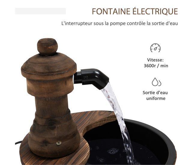Fonte de Madeira Madeira de Abeto e Metal Outsunny Castanho