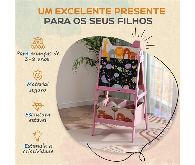 Cavalete para Crianças MDF e TNT AIYAPLAY Rosa