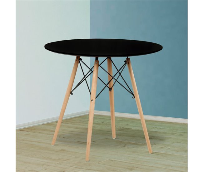 Mesa de jantar redonda Tower 80x80 Preto