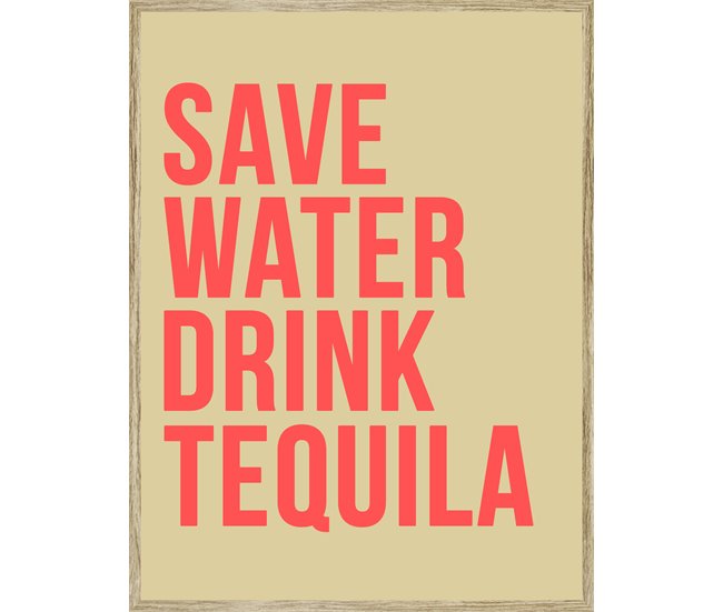 Pintura arte deco SAVE WATER 40x50cm de MARCOMUEBLE Bege