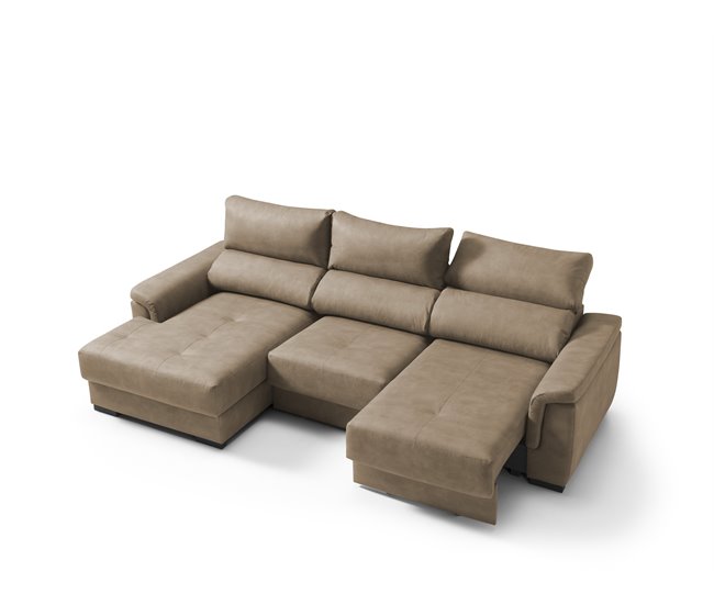 Chaise longue NAHIA com baú de 3 lugares Camel