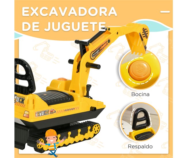 Escavadora sem Pedais PP e ABS HOMCOM Amarelo