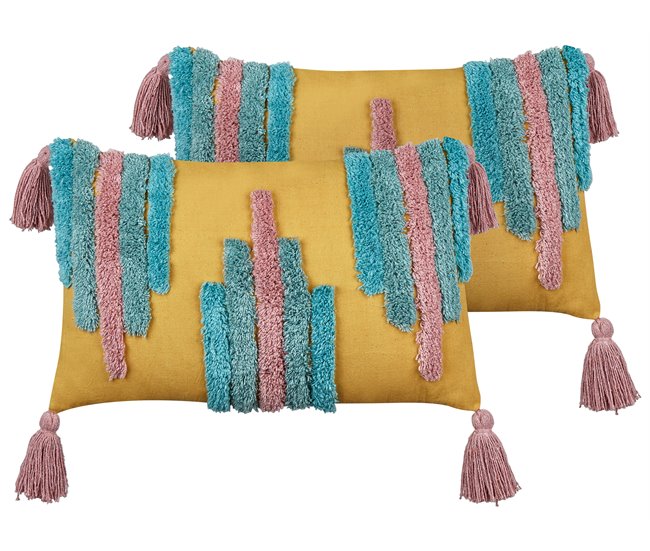 Beliani Almofada decorativa DIJKOT Multicor