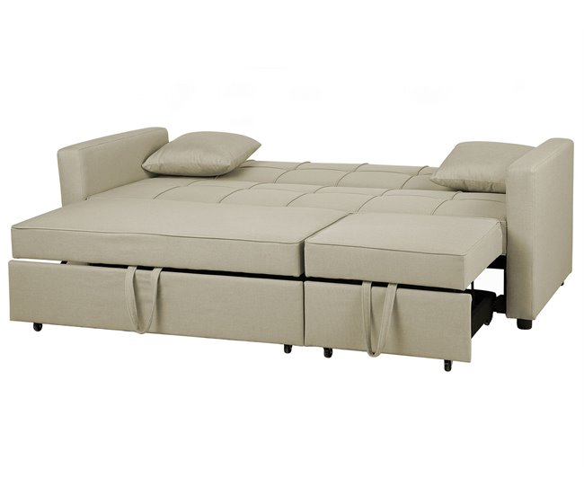 Beliani Sofá-cama Poliéster GLOMMA Bege