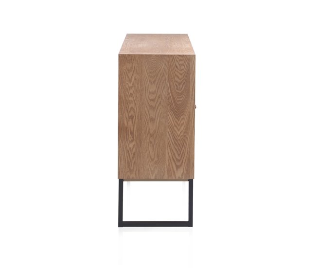 Aparador De Chapa De Fresno, Frontis De Madera Reciclada Con Base De Metal 110 Madeira