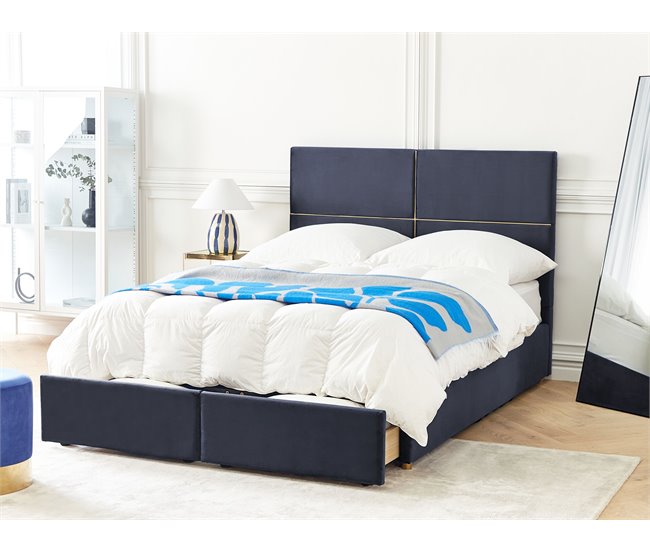 Beliani Cama baú Veludo VERNOYES 148x214 Preto