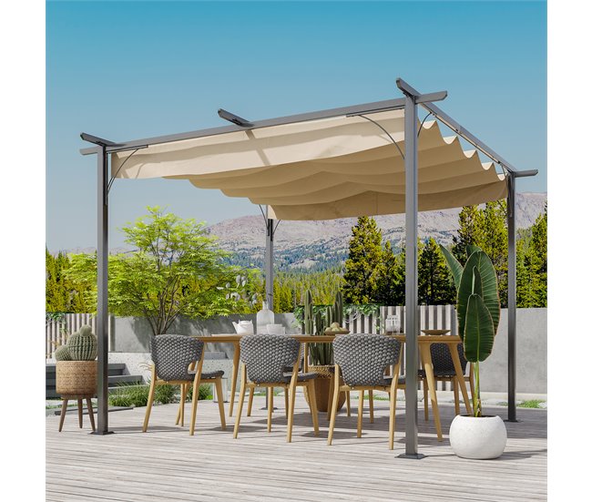 Pérgola de Jardim tecido de aço e poliéster Outsunny 300x300 Multicor