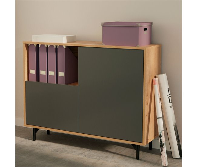 Aparador, Móvel Auxiliar de Sala, Buffet, 2 Portas, 1 Prateleira 86x112x33 cm Cinza