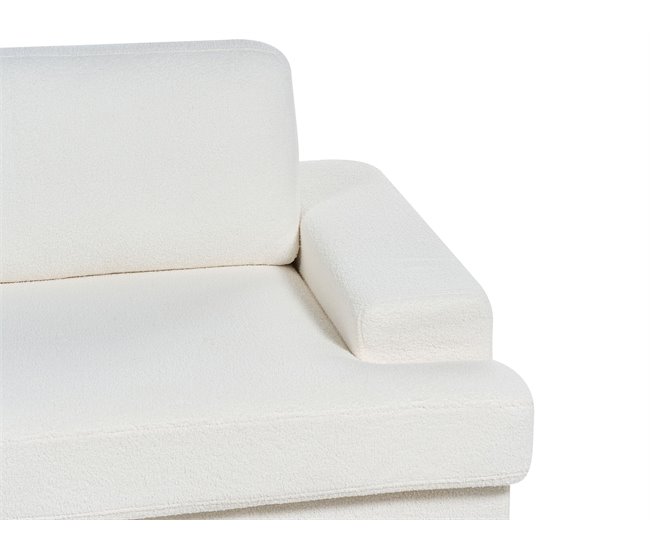 Beliani Sofá de 3 lugares Bouclé ALLA Branco/ Bege