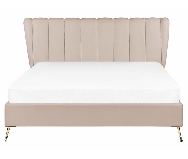 Beliani Cama Terciopelo MIRIBEL 187x218 Bege