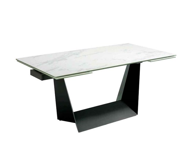 ANGEL CERDA Mesa de jantar extensível em mármore branco Branco/ Preto