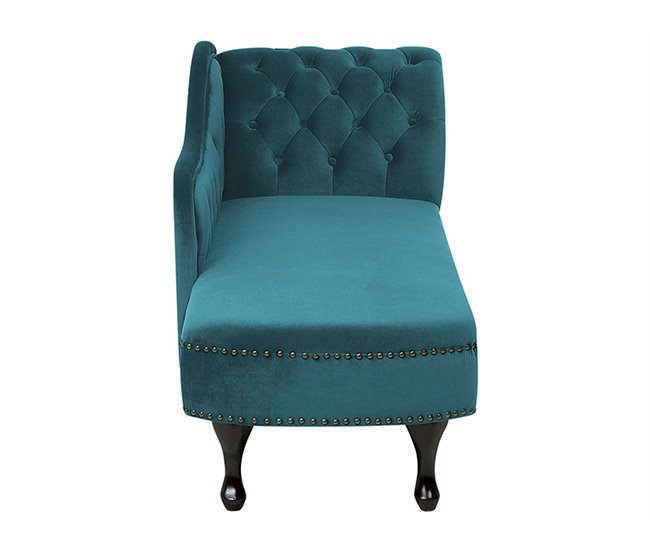 Beliani Chaise longue versão à direita Veludo NIMES Azul/ Verde