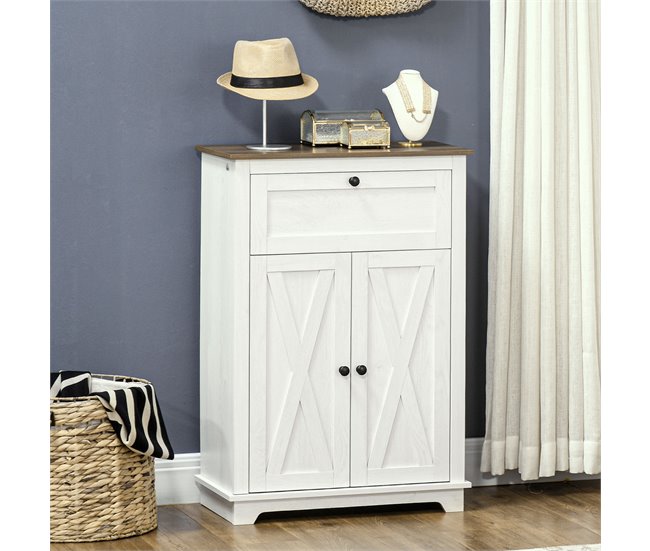 Aparador para Sala de Estar Melamina de Madeira HOMCOM 60 Branco