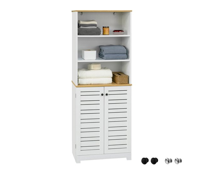 Armário de casa de banho com 5 prateleiras BZR44-W SoBuy Branco