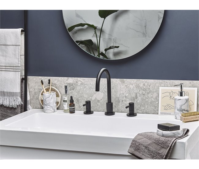 Beliani Conjunto de accesorios de baño ARAUCO Branco