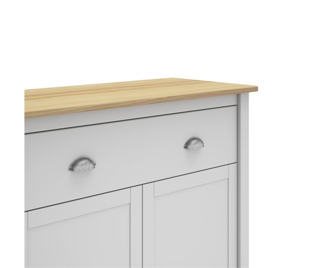 Móvel de Microondas 2P 1C LANDHAUS. 90x110x40 cm. Carvalho branco Branco