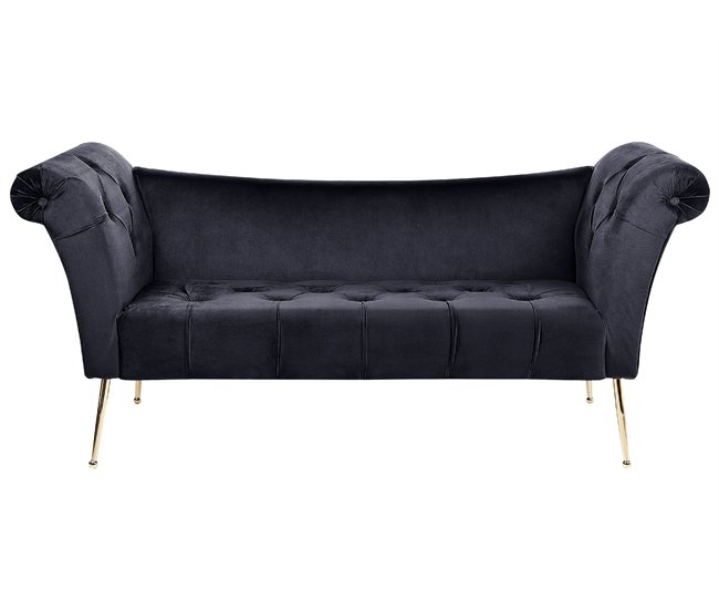 Beliani Chaise longue Veludo NANTILLY Preto