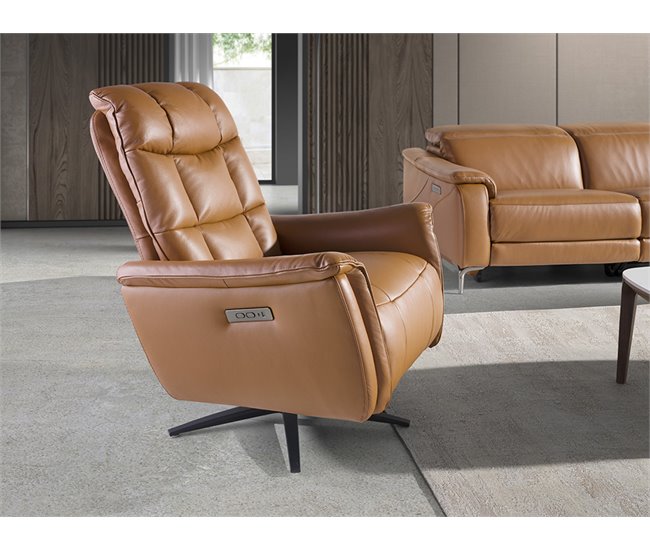 ANGEL CERDA Poltrona giratório em pele castanha Castanho