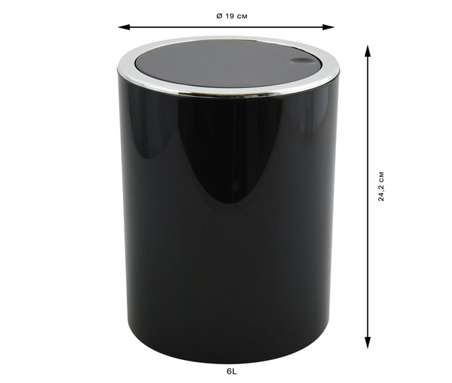 Lata de lixo de 6 l para banheiro Preto