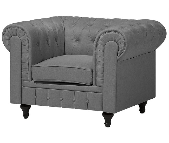 Beliani Conjunto de sofás CHESTERFIELD Cinza Claro
