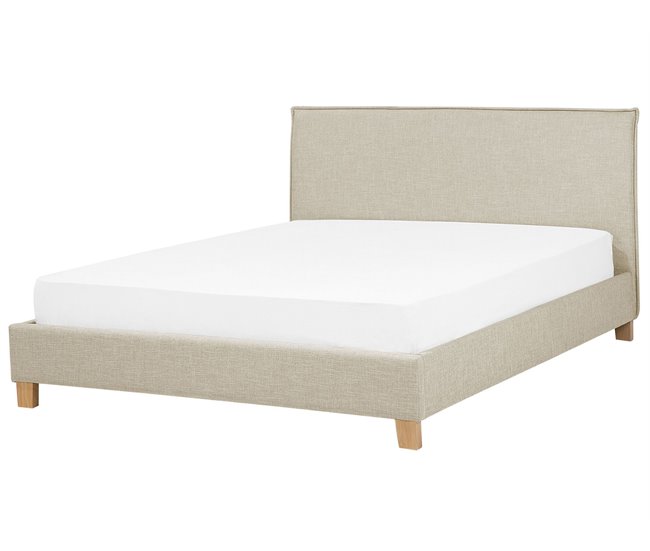 Beliani Cama com estrado Poliéster SENNEZ 195x216 Bege
