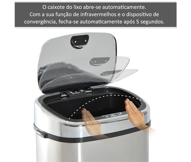 Balde de Lixo ABS e Aço Inoxidável HOMCOM Prata