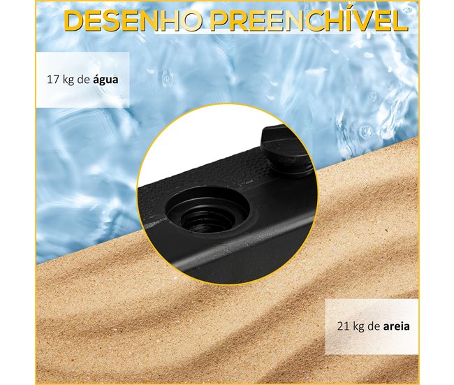 Base para Chapéu de Sol HDPE e Aço Outsunny Preto