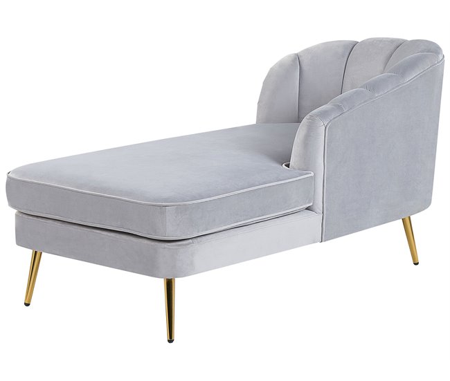 Beliani Chaise longue Veludo ALLIER Azul Marino