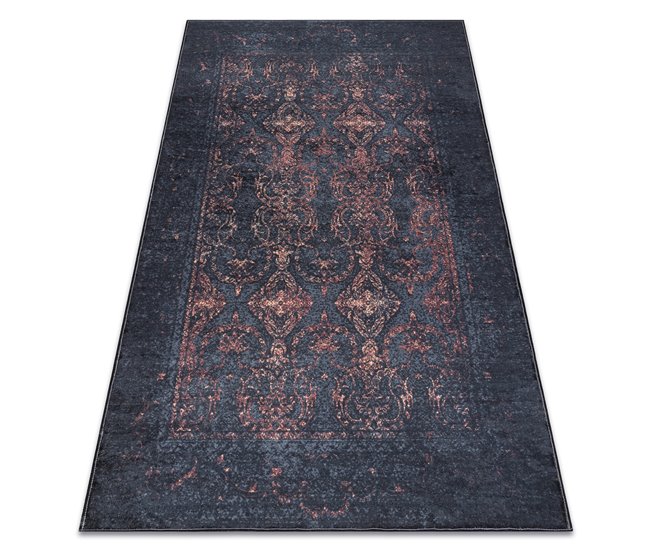 ANDRE 1013 Tapete Ornamento vintage antiderrapante 80x150 Preto