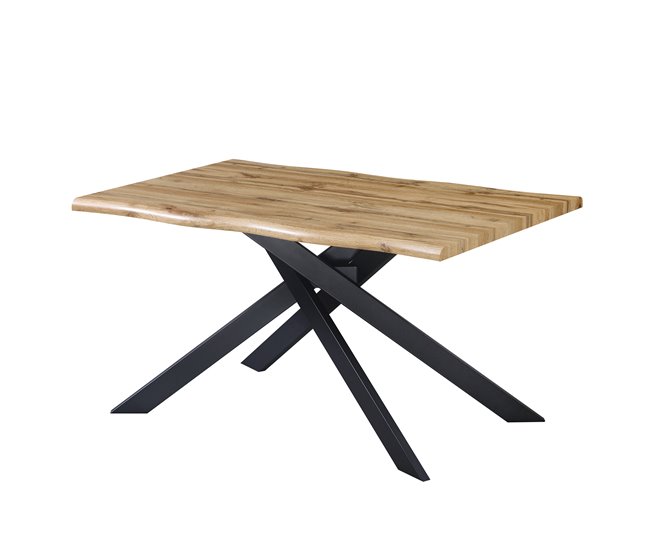 Mesa de jantar fixa LIMA cor carvalho  Preto/ Madeira