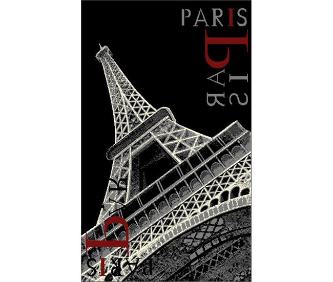 Tapete de polipropileno CITY EIFFEL 120x170cm Preto