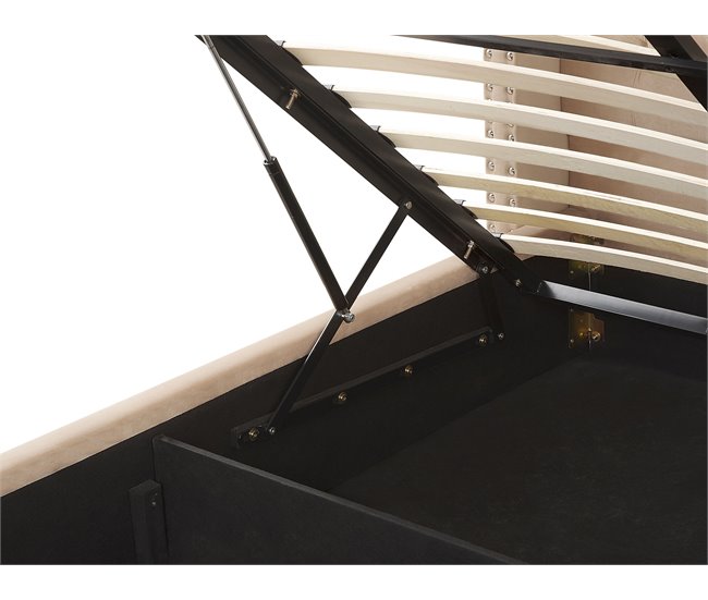 Beliani Cama com armazenamento Veludo LUBBON 190x217 Bege