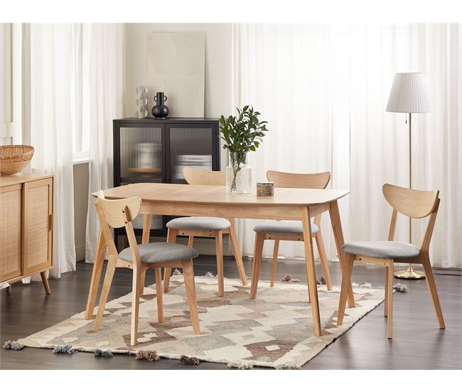 Beliani Silla de comedor ERIE Castanho Claro
